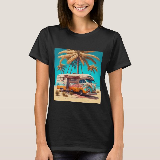 Retro husbil och palmer t shirt (Framsida)