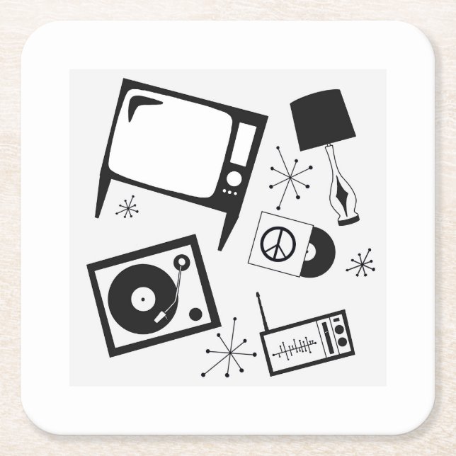 Retro, hushållskonstruktioner underlägg papper kvadrat (Framsidan)