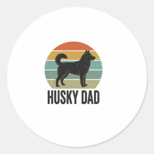 Retro Husky Pappa Retro Hund Vektor Design_1 Runt Klistermärke