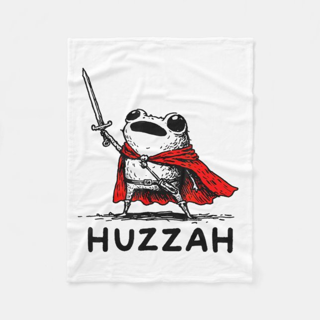 Retro Huzzah Frog Knight Funny Sword Meme Quote  Fleecefilt (Framsidan)