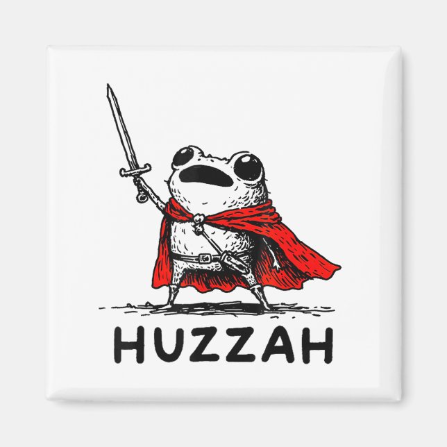 Retro Huzzah Frog Knight Funny Sword Meme Quote  Magnet (Framsidan)