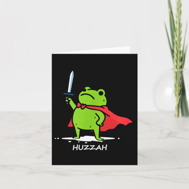 Retro Huzzah Frog Knight Funny Sword Meme Quote Me Kort (Framsida)