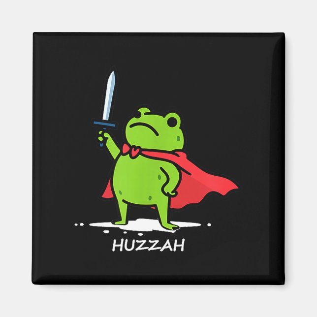 Retro Huzzah Frog Knight Funny Sword Meme Quote Me Magnet (Framsidan)