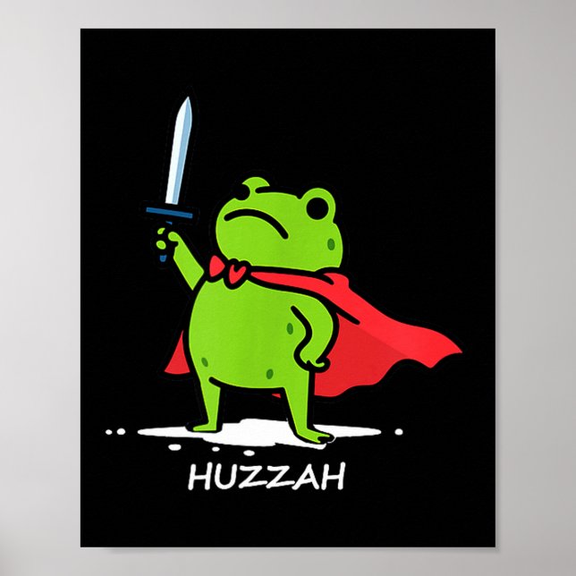 Retro Huzzah Frog Knight Funny Sword Meme Quote Me Poster (Framsidan)