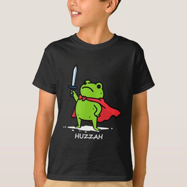 Retro Huzzah Frog Knight Funny Sword Meme Quote Me T Shirt (Framsida)