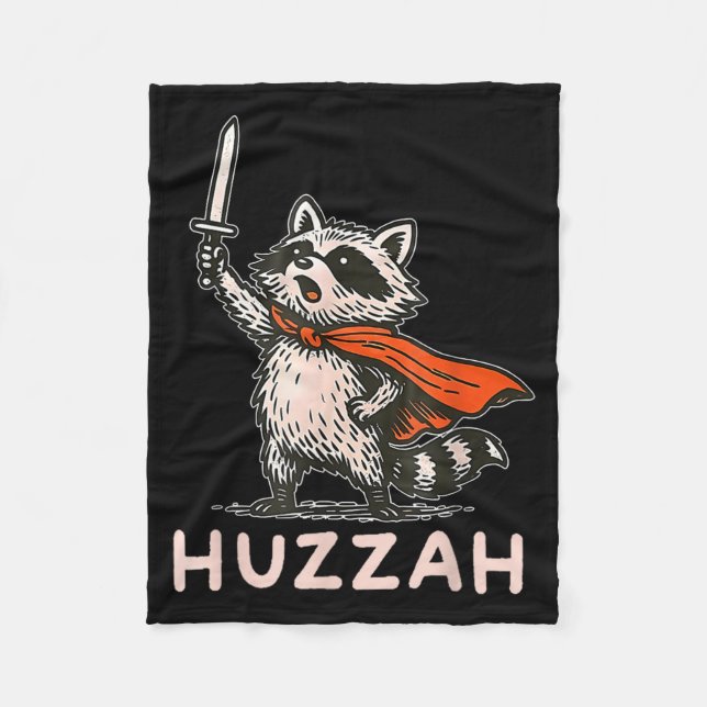 Retro Huzzah Raccoon Knight Funny Sword Meme Quote Fleecefilt (Framsidan)