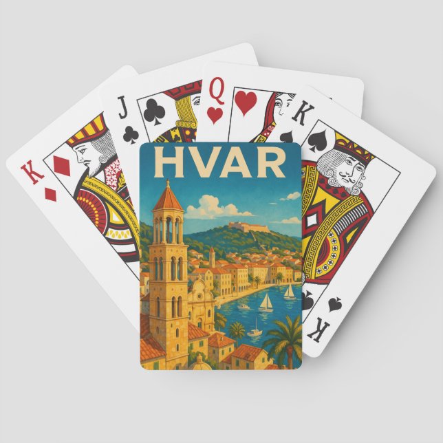 Retro Hvar Croatia Adria Coast Travel Casinokort (Baksidan)