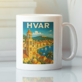 Retro Hvar Kroatien Adria Kusten Travel Kaffemugg