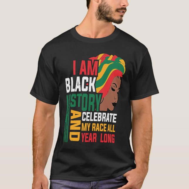 Retro I am Black History Melanin Afro African Quee T Shirt (Framsida)
