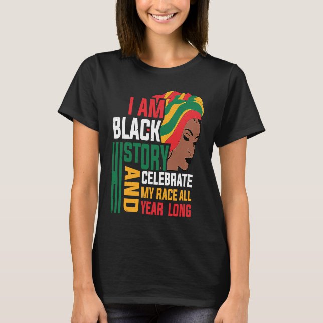 Retro I am Black History Melanin Afro African Quee T Shirt (Framsida)