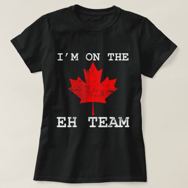 Retro I är på Eh Team Maple Löv Canadian Flagga  T Shirt (Design framsida)