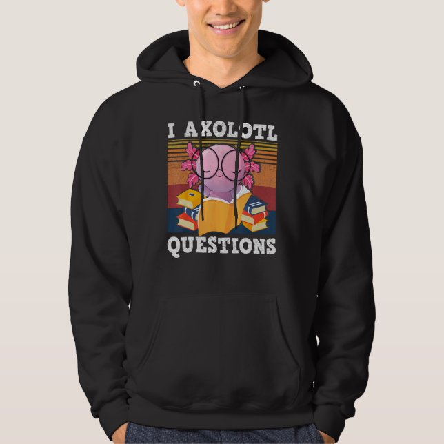 Retro I Axolotl Question Blue Salamander Kids Mom  Hoodie (Framsida)