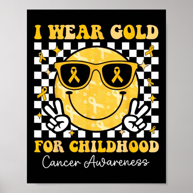 Retro I Bära Guld för medvetenhet om cancer hos ba Poster (Framsidan)