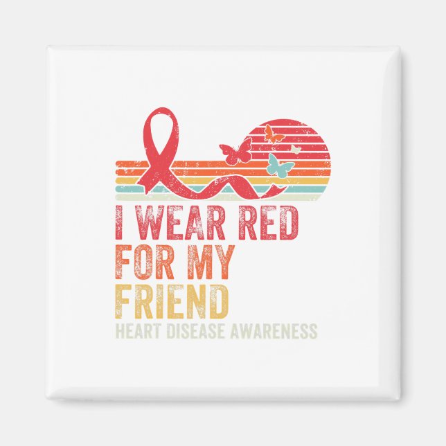 Retro I Bära Red för min Friend Heart Disease Medv Magnet (Framsidan)