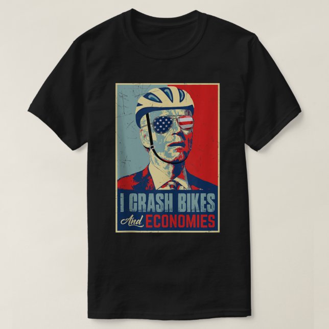 Retro I Crash Bikes & Economies Anti Joe Biden Ame T Shirt (Design framsida)
