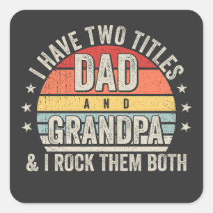 Retro I har två Titles Pappa och Grandpa Fyrkantigt Klistermärke