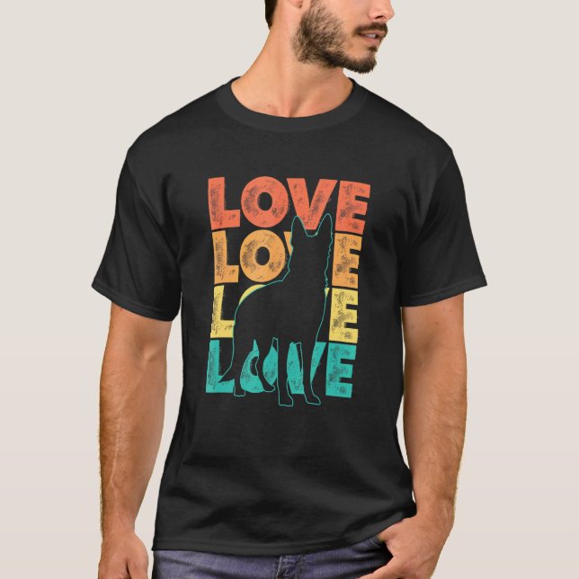 Retro I Kärlek - Hund för mitt tyska schepherd-tem T Shirt (Framsida)