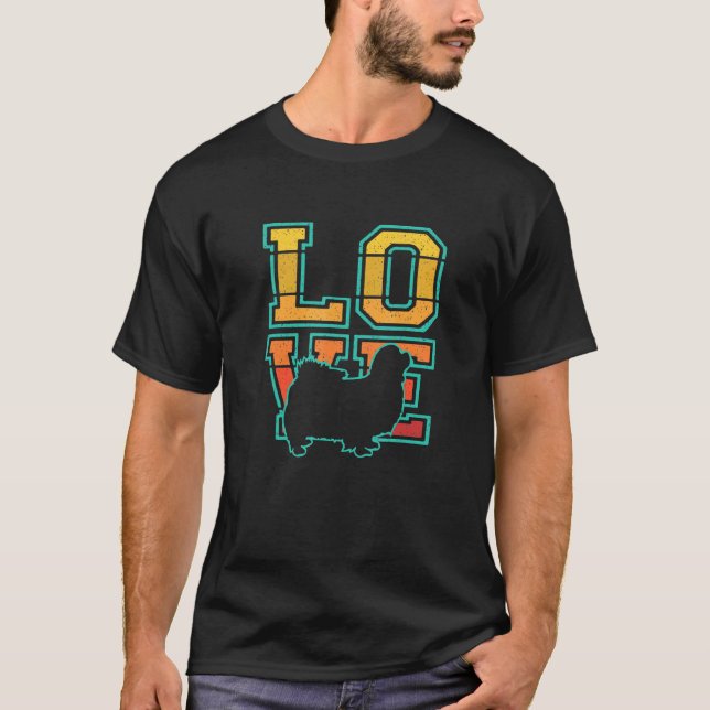 Retro I Kärlek Min tibetanska spanska Hund Temades T Shirt (Framsida)