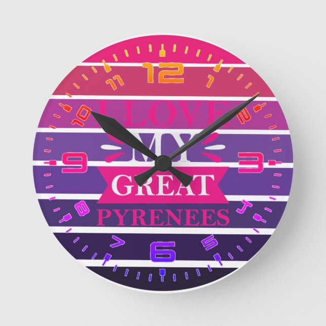 Retro I Kärlek Mina Pyrenées Rund Klocka (Framsida)
