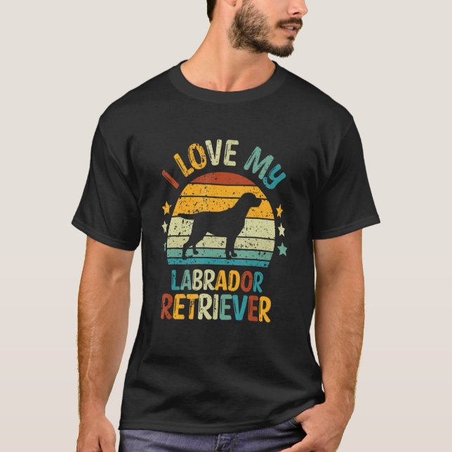 Retro I Kärlek My Labrador Retriever T Shirt (Framsida)