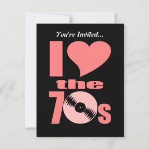 Retro I Kärlek på 70-talet 70:s Party vinylpost Inbjudningar