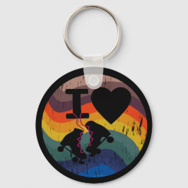 Retro I Kärlek Roller Sating Distress utseende Nyckelring