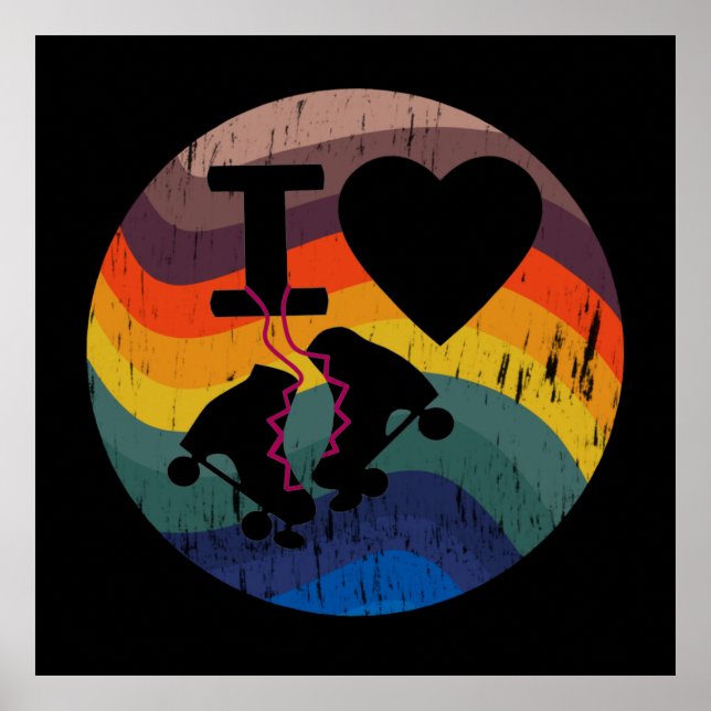 Retro I Kärlek Roller Sating Distress utseende Poster (Framsidan)