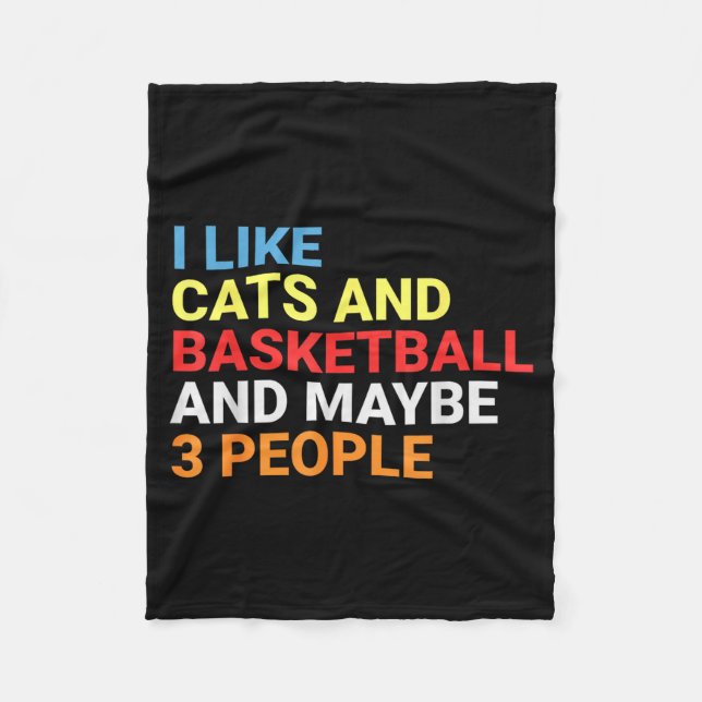 Retro I Like Cats And Basketball Lover Funny Cat  Fleecefilt (Framsidan)