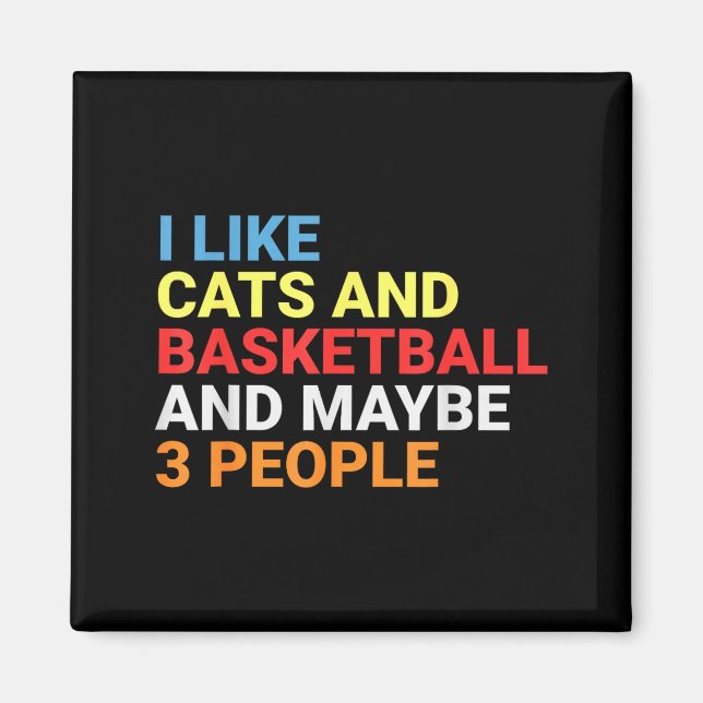 Retro I Like Cats And Basketball Lover Funny Cat  Magnet (Framsidan)