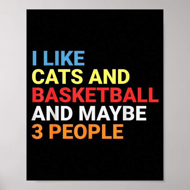 Retro I Like Cats And Basketball Lover Funny Cat  Poster (Framsidan)