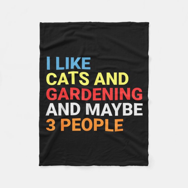 Retro I Like Cats And Gardening Lover Plant Funny  Fleecefilt (Framsidan)