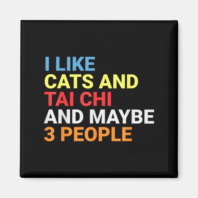 Retro I Like Cats And Tai Chi Lover Funny Martial  Magnet (Framsidan)