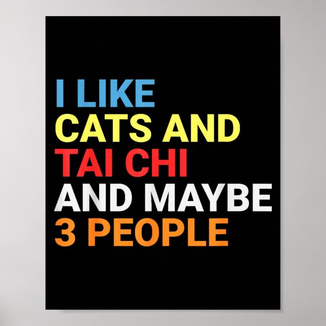 Retro I Like Cats And Tai Chi Lover Funny Martial  Poster (Framsidan)
