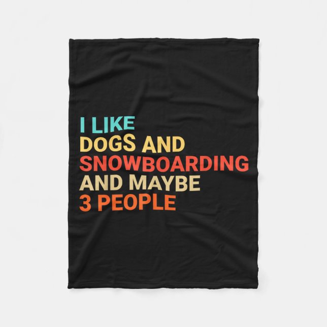 Retro I Like Dogs And Snowboarding Lover Funny Sno Fleecefilt (Framsidan)