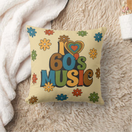 Retro I Love 60s Music for Music Lovers Kudde