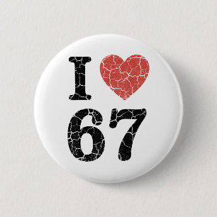 Retro I Love 67 Hjärtan Nummer 67 Roligt Meme Sex Knapp