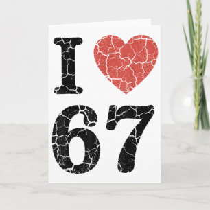 Retro I Love 67 Hjärtan Nummer 67 Roligt Meme Sex Kort