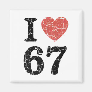 Retro I Love 67 Hjärtan Nummer 67 Roligt Meme Sex Magnet