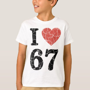 Retro I Love 67 Hjärtan Nummer 67 Roligt Meme Sex T Shirt
