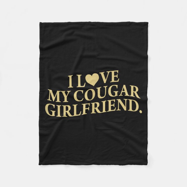 Retro I Love My Cougar-girlfriend Funny Boyfriend  Fleecefilt (Framsidan)