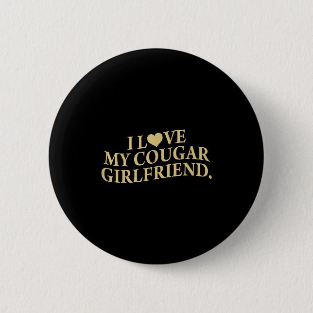 Retro I Love My Cougar-girlfriend Funny Boyfriend  Knapp (Framsida)