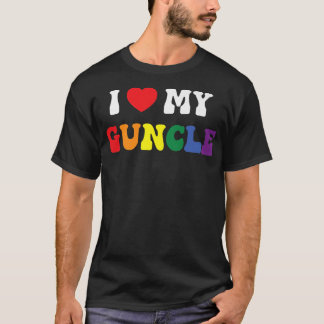 Retro I Love My Guncle Rainbow Gay Flag LGBT Pride T Shirt