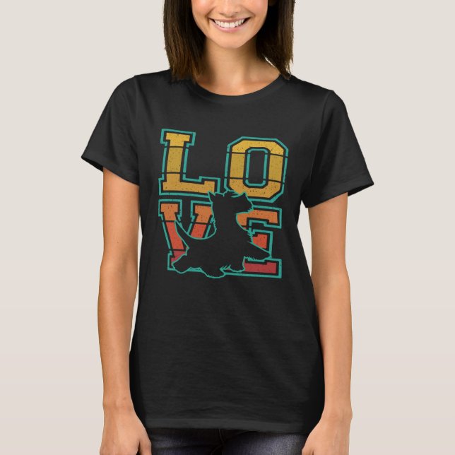 Retro I Love My Scottish Terrier Dog  Theme T Shirt (Framsida)