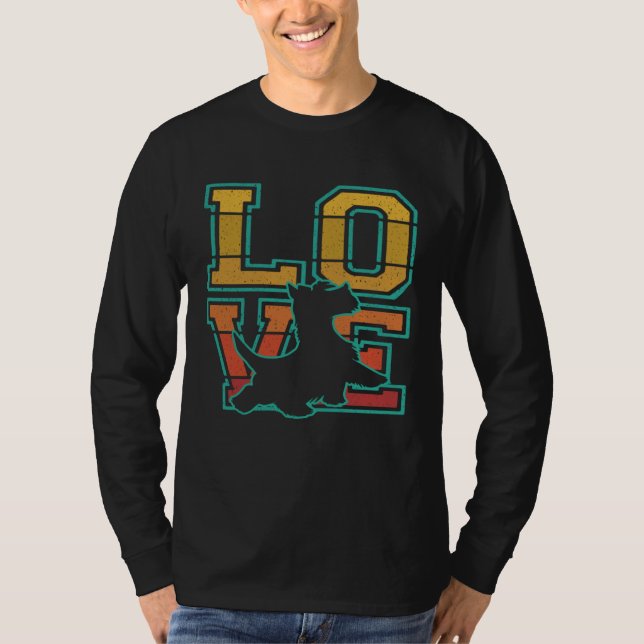Retro I Love My Scottish Terrier Dog  Theme T Shirt (Framsida)