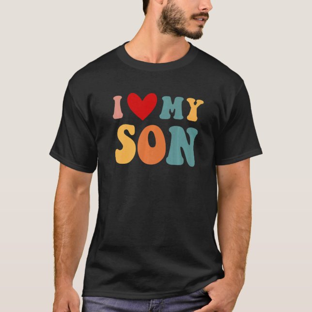 Retro I Love My Son T Shirt (Framsida)