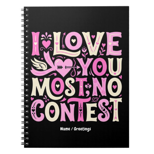 Retro I Love You Most No Contest Pink Cream  Anteckningsbok (Framsidan)