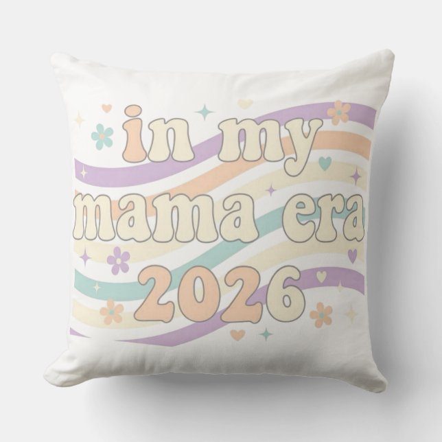Retro i min mamaperiod 2026 Pastell Groovy Modersk Kudde (Framsida)