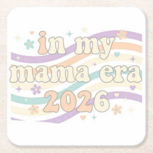 Retro i min mamaperiod 2026 Pastell Groovy Modersk Underlägg Papper Kvadrat
