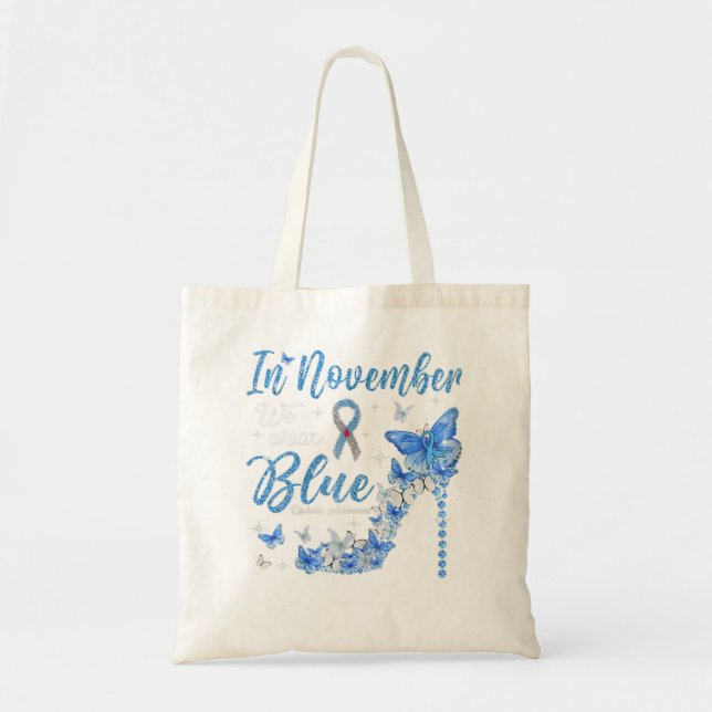 Retro I november Bäror vi medvetenhet om blå diabe Tygkasse (Framsidan)