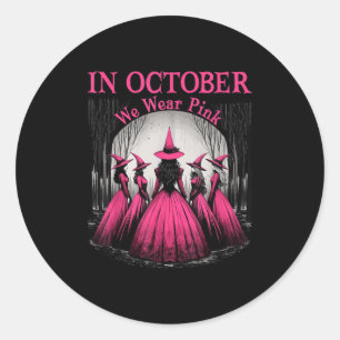 Retro i oktober Bära Nk Witch Breast Cancer Aw Runt Klistermärke